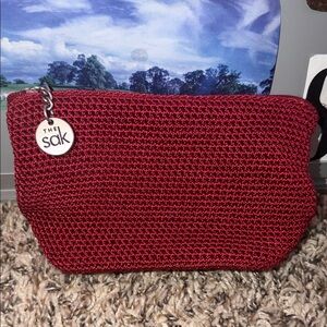 The Sak Red Crochet Cosmetic Bag